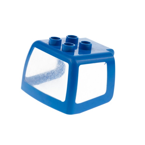 Duplo 1x Lego Duplo Auto Cabine B-Ware Abgenutzt Bleu Vitre Transparent Blanc 31077 