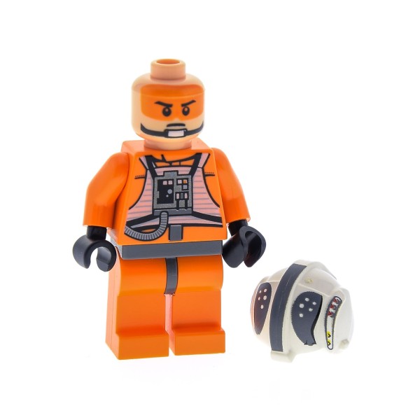 1 x Lego System Figur Star Wars Rebell Zev Senesca Pilot Torso orange Rebellen Helm weiss bedruckt Episode 4/5/6 8089 8083 x164px3 973pb0624c01 sw260