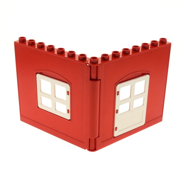 1x Lego Duplo Wand Element rot Fenster Tür weiß Puppenhaus 2206 2205 51261 51260