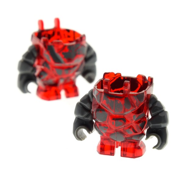 2 x Lego System Figur Torso Power Miners transparent rot dunkel grau Felsen Stein Mini Rock Monster - Meltrox Set 8961 8956 pm003 64784pb01c01