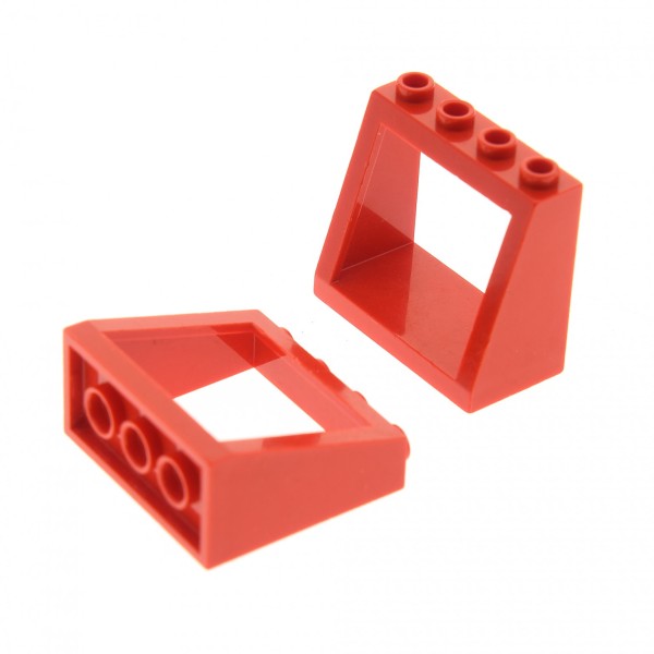 2x Lego Windschutzscheibe Fenster Rahmen 2x4x3 rot Fahrzeug Haus Set 6486 2352b
