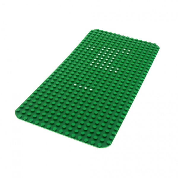 1x Lego Bau Platte 16x32 grün weiße Punkte Ecken abgerundet 352 374px1