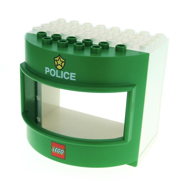1x Lego Duplo Gebäude Polizei 4x8x10 weiß Wand 3x8x6 grün Police 31253pb2 6432