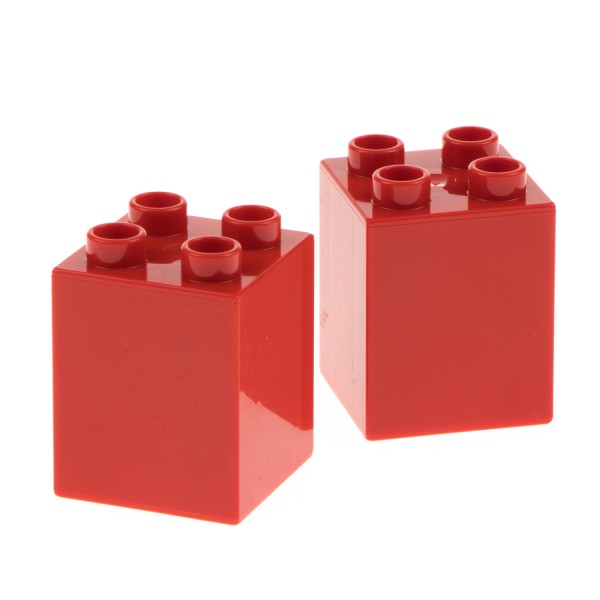 2x Lego Duplo Bau Stein 2x2x2 rot Basic Puppen Haus Burg Mauer 4107909 31110