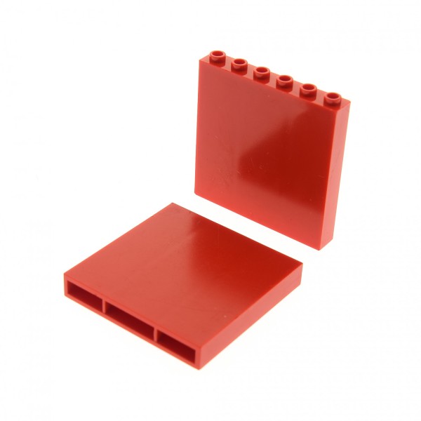 2x Lego Wand Panele rot 1x6x5 Mauer Feuerwehr Wandelement 4188910 3754