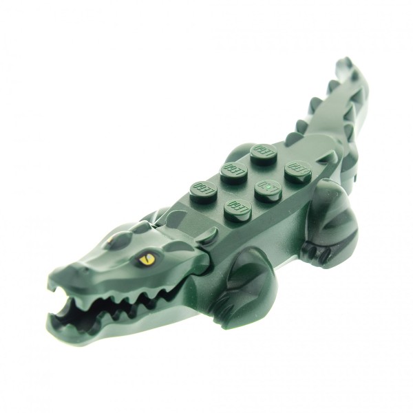 1x Lego Tier Krokodil B-Ware abgenutzt dunkel grün 20 Zähne 18904c01pb01