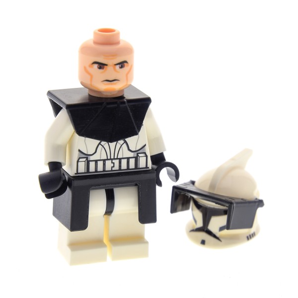 1x Lego Figur Star Wars Clone Commander weiß Kama schwarz sw0223