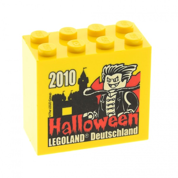 1x Lego Bau Motivstein 2x4x3 gelb Legoland Deutschland Halloween 2010 30144pb090