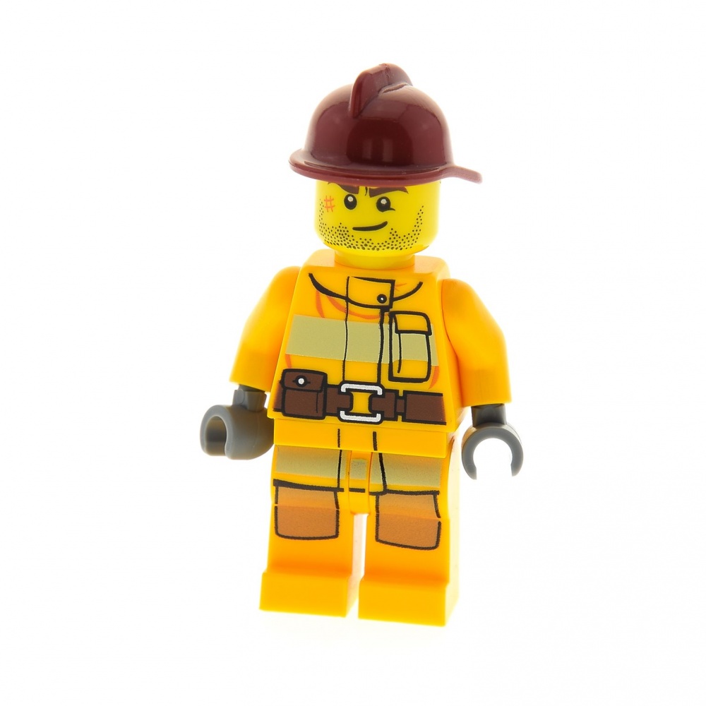 Figur Feuerwehr roter Helm Feuerwehrmann Lego Duplo